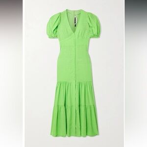 ROTATE BIRGER CHRISTENSEN Green Thora Jacquard Maxi Dress Size Small